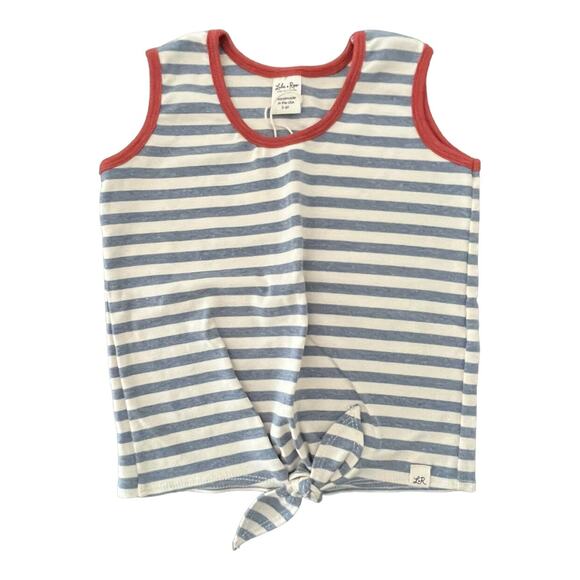 Lulu + Roo NWT 5/6 Yrs Blue and White Stripe Knot Girls Tank - Picture 1 of 5